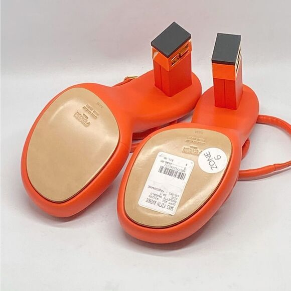 Fendi Baguette Ff Leather Strappy Sandal In Orange size 36.5 - Picture 13 of 14